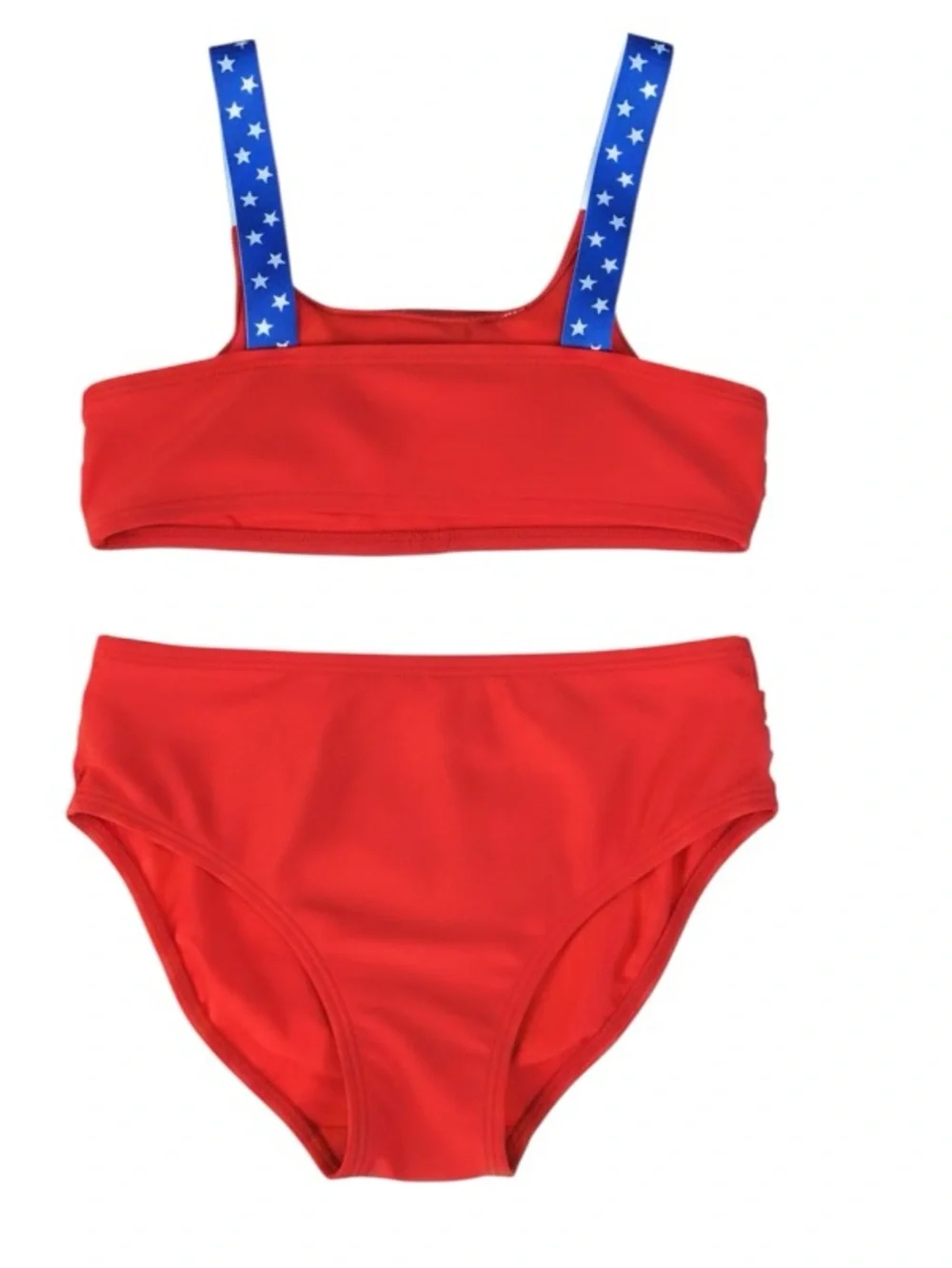 NWT Cat & Jack Girl's Ruffle Red White & Blue Two-Piece Bikini Swimsuit-Size 7-8